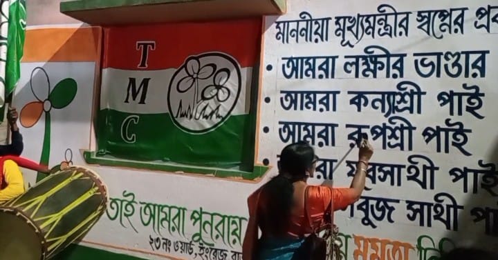 নির্বাচনের দিন ঠিক হওয়ার আগেই মালদায় তৃণমূল ২৩ নম্বর ওয়ার্ডে দেওয়াল লেখা শুরু করে দিল