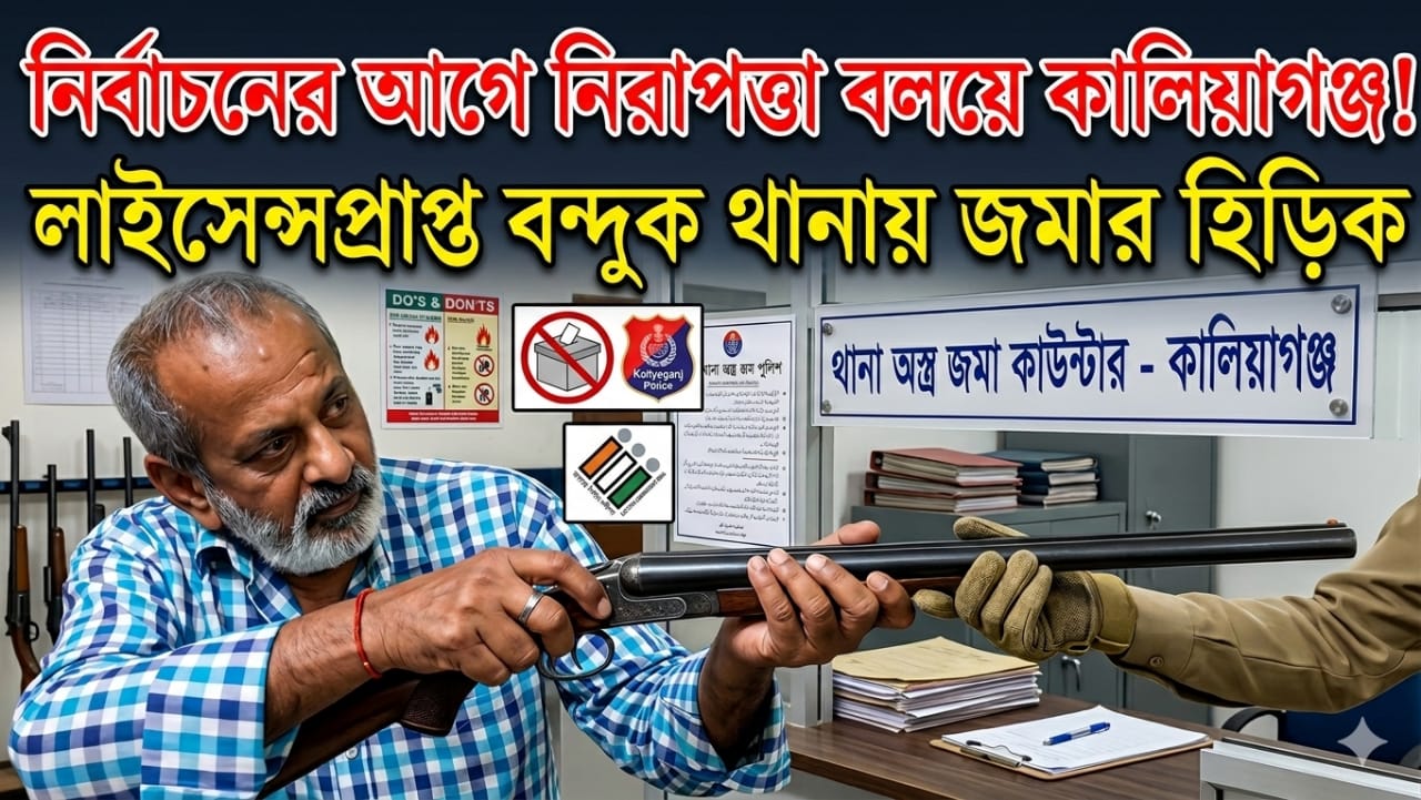 ভোটের আগে কড়া নজরদারি: কালিয়াগঞ্জে থানায় জমা পড়ছে ১২৮টি লাইসেন্সপ্রাপ্ত বন্দুক, সক্রিয় নির্বাচন কমিশন