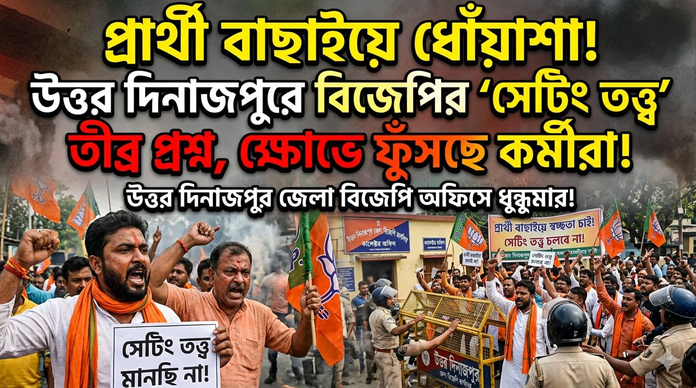 “প্রার্থী বাছাইয়ে ধোঁয়াশা! উত্তর দিনাজপুরে বিজেপির ‘সেটিং তত্ত্ব’ নিয়ে তীব্র প্রশ্ন, ক্ষোভে ফুঁসছে কর্মীরা”