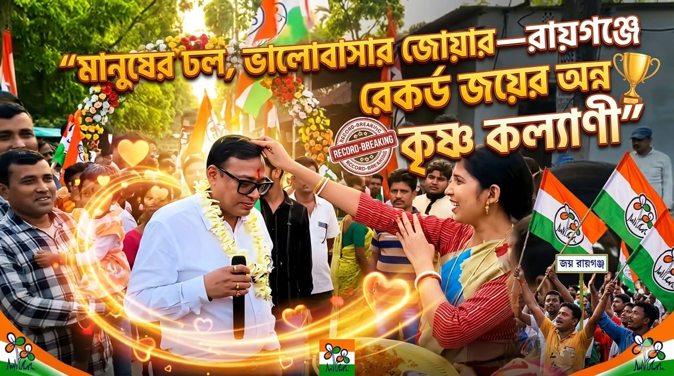“মানুষের ঢল, ভালোবাসার জোয়ার—রায়গঞ্জে রেকর্ড জয়ের আত্মবিশ্বাসে কৃষ্ণ কল্যাণী”