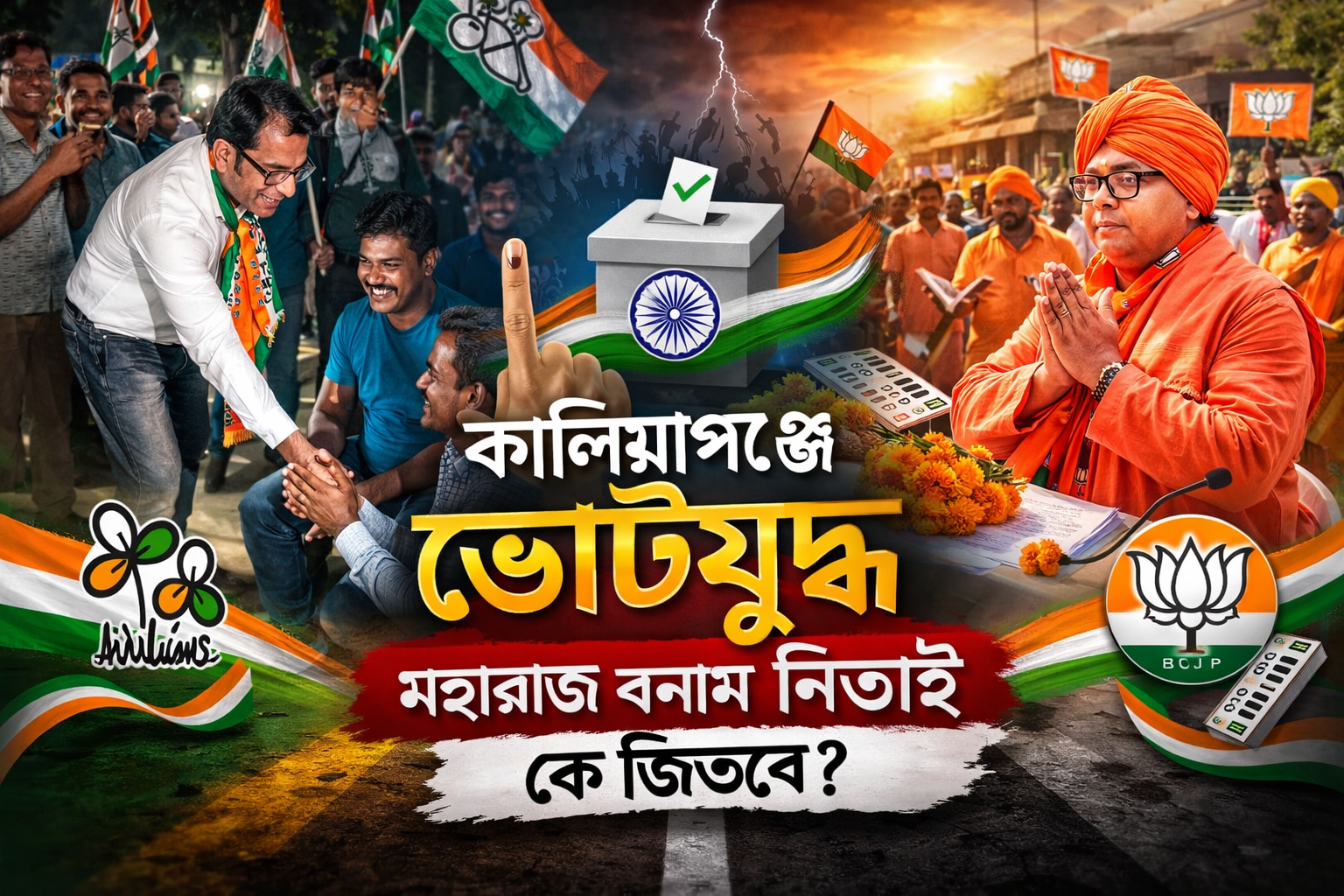 কালিয়াগঞ্জে ভোটযুদ্ধ তুঙ্গে: মহারাজ বনাম নিতাই, সমীকরণে উত্তেজনার পারদ চড়ছে