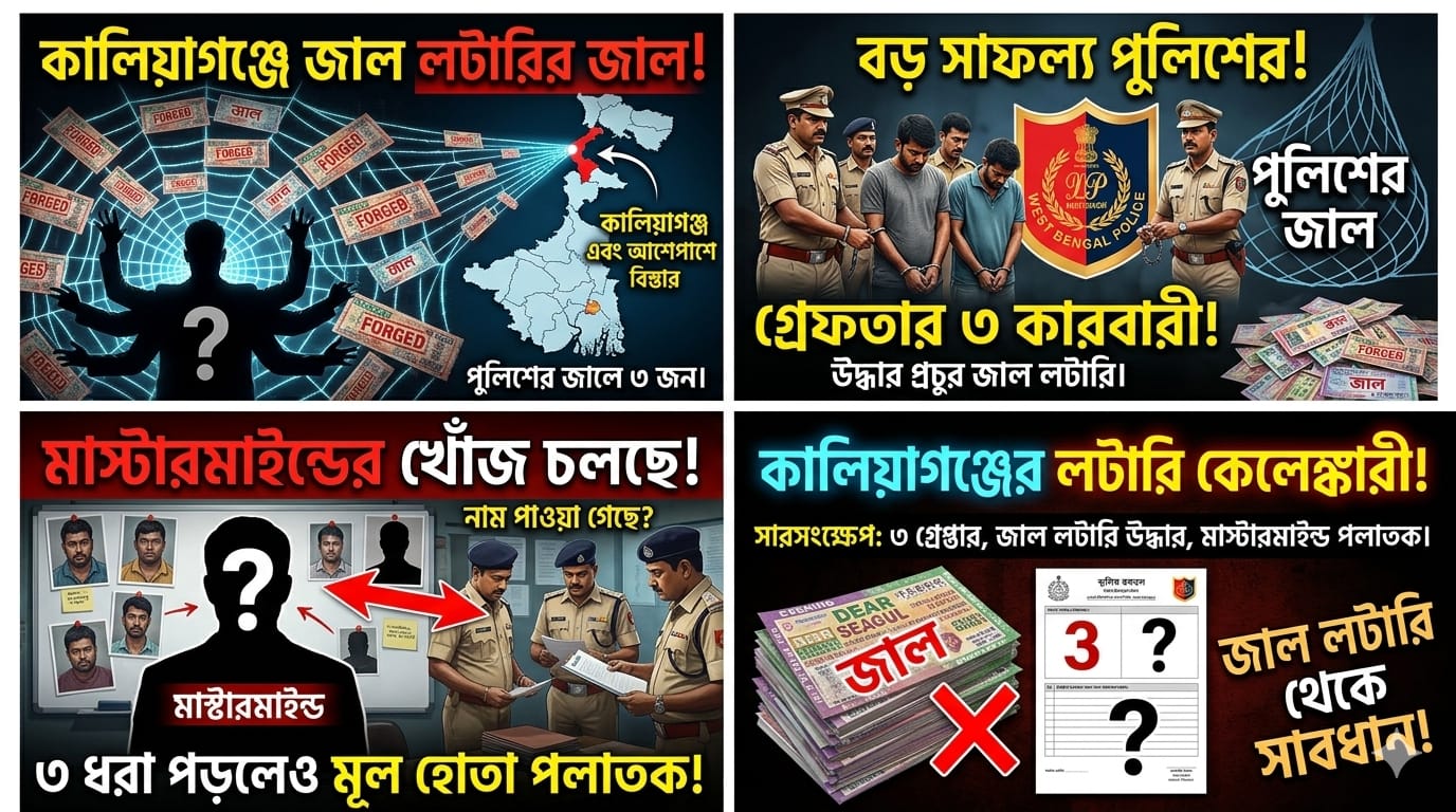 “জাল লটারির জাল বিস্তার কালিয়াগঞ্জে—পুলিশের জালে ৩, অধরাই ‘মাস্টারমাইন্ড’”