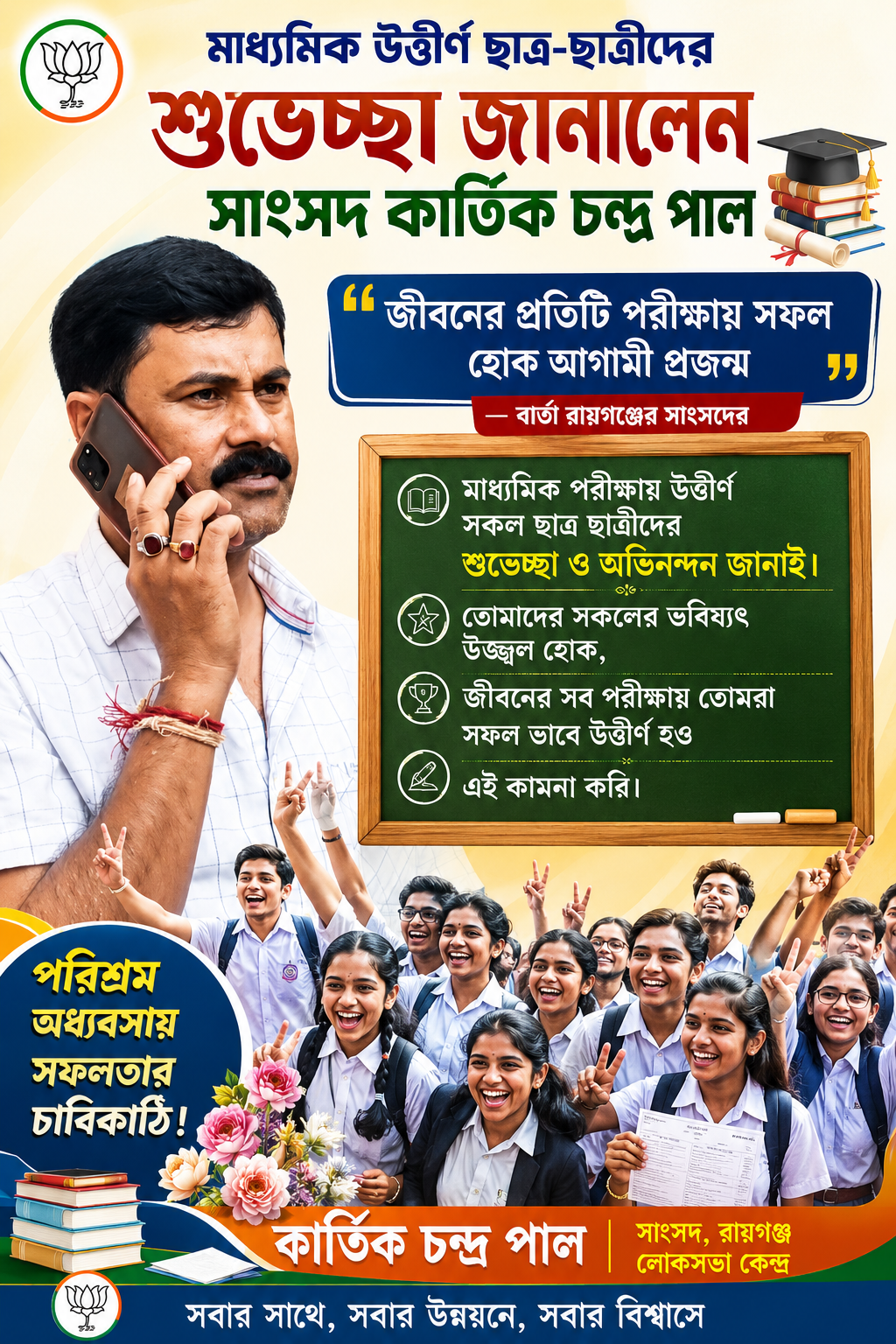 মাধ্যমিক উত্তীর্ণ ছাত্র-ছাত্রীদের শুভেচ্ছা জানালেন সাংসদ কার্তিক চন্দ্র পাল