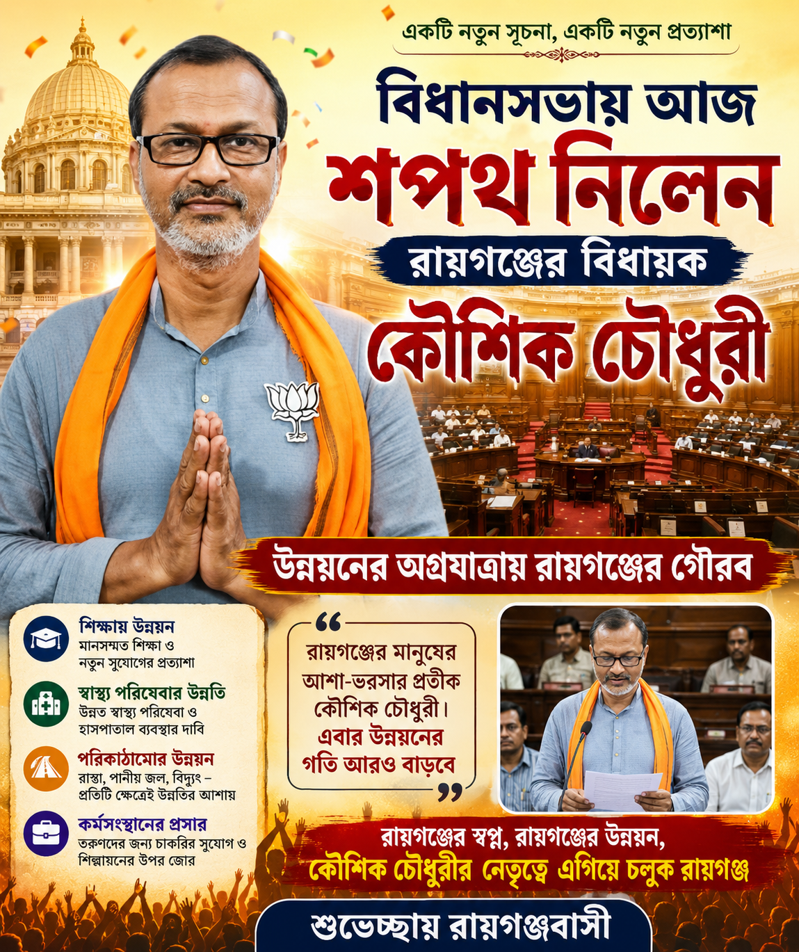 “মানুষের আস্থা নিয়ে বিধানসভায় কৌশিক চৌধুরী — রায়গঞ্জে এখন উন্নয়নের নতুন প্রত্যাশা”