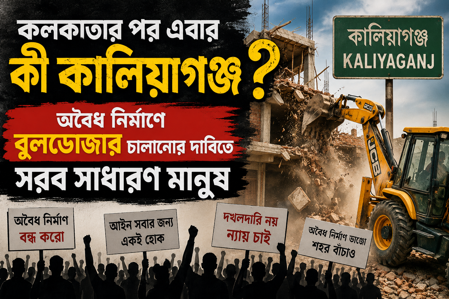 মহাপরিবর্তনের পর অ্যাকশন মুডে নতুন সরকার! কলকাতার পর এবার কি কালিয়াগঞ্জ? অবৈধ নির্মাণে বুলডোজার চালানোর দাবিতে সরব সাধারণ মানুষ