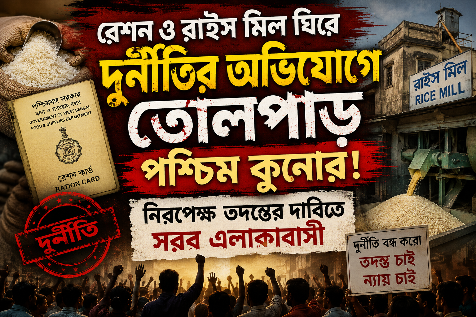  “রেশন ও রাইস মিল ঘিরে দুর্নীতির অভিযোগে তোলপাড় পশ্চিম কুনোর! নিরপেক্ষ তদন্তের দাবিতে সরব এলাকাবাসী,
